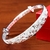 Bracelete em Forma de Folha Aberta para Mulheres, 925 Prata Esterlina, Pulseira