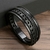 Pulseira de couro clássica masculina, tecido à mão, acessório combinado de v