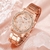 Women's Rose Gold Quartz Watch e Rhinestone Wristwatch Set, Casual Ladies Relóg - loja online