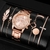 Imagem do Women's Rose Gold Quartz Watch e Rhinestone Wristwatch Set, Casual Ladies Relóg