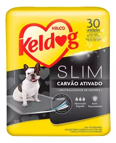 TAPETE HIGIÊNICO SLIM CARVÃO ATIVADO KELDOG 80X60CM 30UN