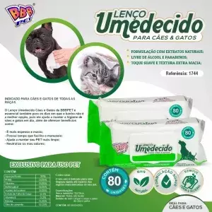 LENÇO UMEDECIDO PARA CÃES E GATOS BBB PET COM 80 UIDADES