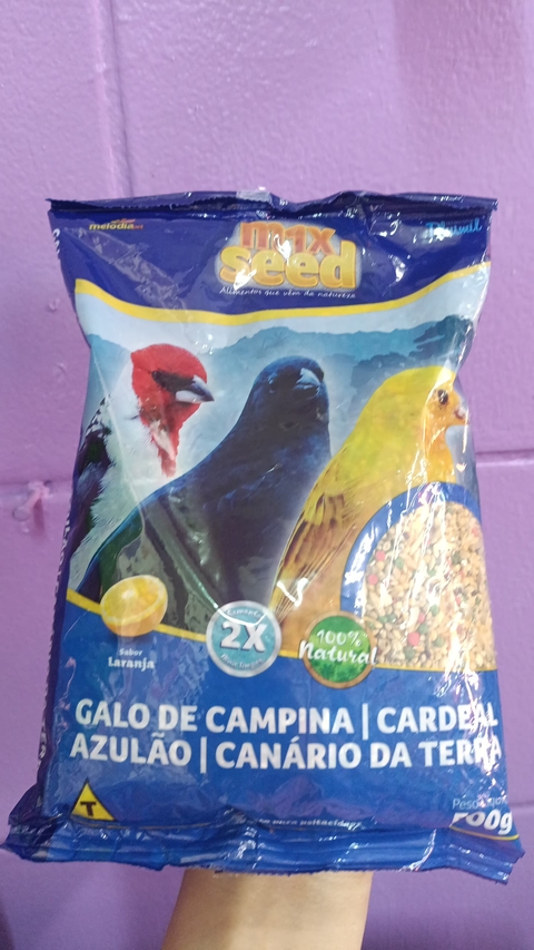 MIX SEED GALO DE CAMPINA I CARDEAL I AZULÃO I CANÁRIO DA TERRA 500GR