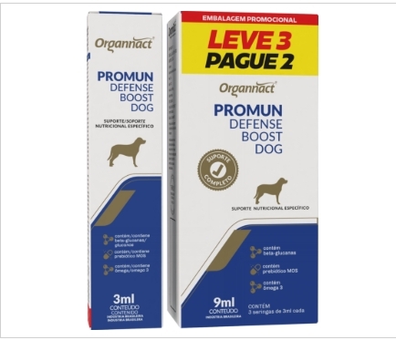 PROMUN DEFENSE BOOST DOG ORGANNACT CAIXA PROMOCIONAL COM 3 UNIDADES DE 3ML CADA
