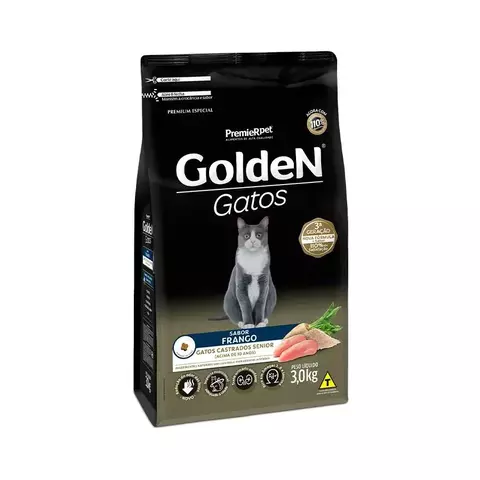 GOLDEN FORMULA GATOS SÊNIOR CASTRADOS FRANGO 3 KG