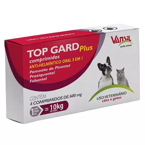 TOP GARD PLUS X 600MG CARTELA COM 4 COMPRIMIDOS