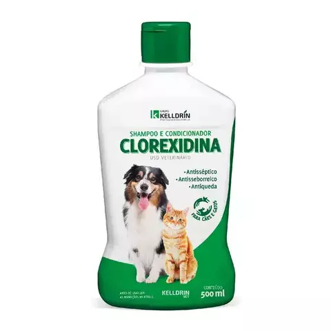 SHAMPOO E CONDICIONADOR CLOREXIDINA KELLDRIN 500ML