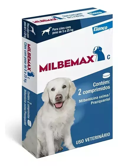 MILBEMAX CÃES 5 A 25KG - 2 COMPRIMIDOS