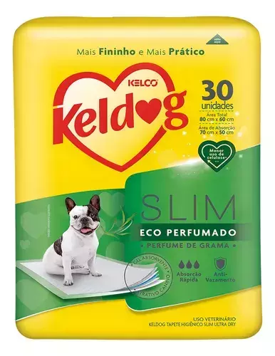 TAPETE HIGIÊNICO SLIM ECO PERFUMADO (PERFUME DE GRAMA) KELDOG 80X60CM 30UN