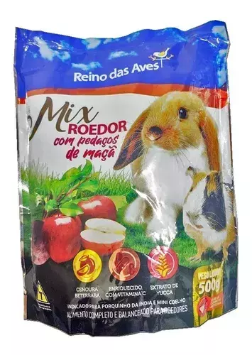 MIX ROEDOR, PORQUINHO DA ÍNDIA E MINI COELHO REINO DAS AVES 500G