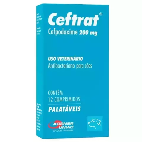 CEFTRAT 200MG ANTIBACTERIANO PARA CÃES 12 COMPRIMIDOS PALATÁVEIS AGENER UNIÃO