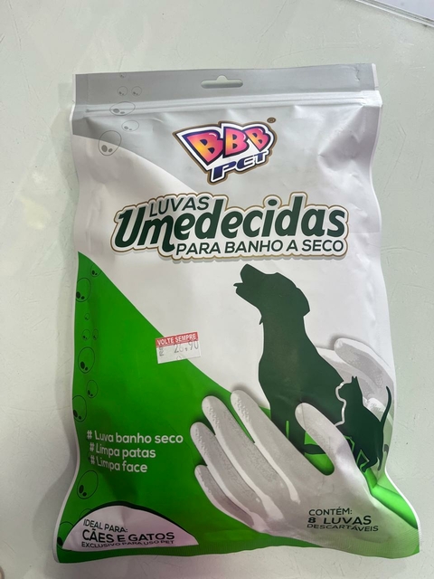 LUVAS UMEDECIDAS PARA BANHO A SECO BBB PET - 8UN