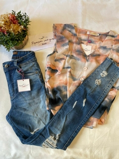 Blusa babados rosa azul P - loja online