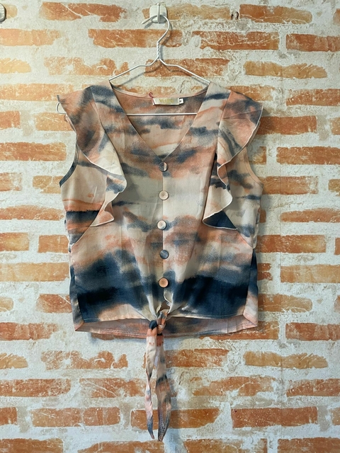 Blusa babados rosa azul P - comprar online