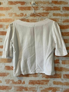 Cropped branco linho P - loja online