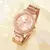 6 pçs conjunto de relógio de luxo ouro rosa mulheres anel colar brinco strass moda relógio de pulso casual senhoras pulseira relógios - BDP EXPLODE