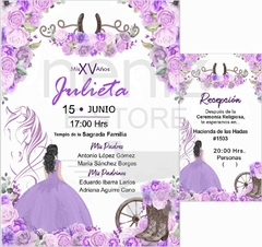 Invitaciones XV Años Vaqueras Lila - Neniz E-store