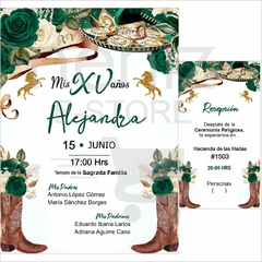 Invitaciones XV Años Vaqueras Verdes