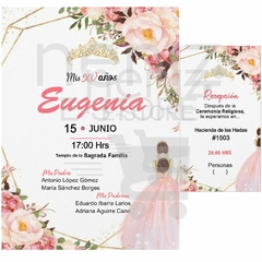 Invitaciones XV Años Rosa con Dorado - tienda en línea