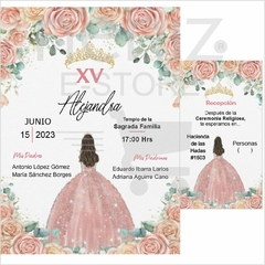 Invitaciones XV Años Rosa con Dorado - Neniz E-store