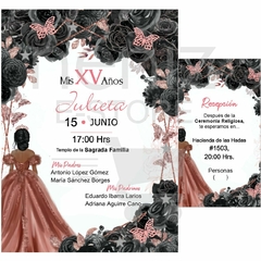 Invitaciones XV Años Negras