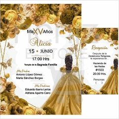 Invitaciones XV Años Doradas - comprar en línea