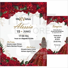 Invitaciones XV Años Rojo con Dorado - Neniz E-store