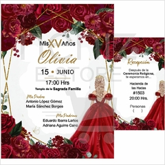 Invitaciones XV Años Rojo con Dorado - tienda en línea