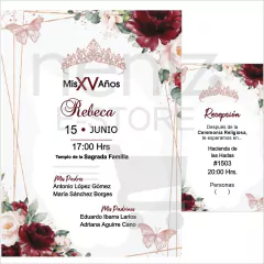 Invitaciones XV Años Rojo