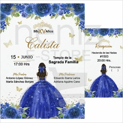 Invitaciones XV Años Azul Rey - tienda en línea