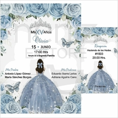Imagen de Invitaciones XV Años Azul Claro o Cielo