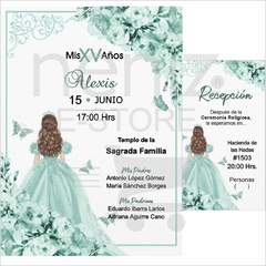 Invitaciones XV Años Verde en internet
