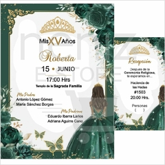 Invitaciones XV Años Verde Esmeralda - tienda en línea
