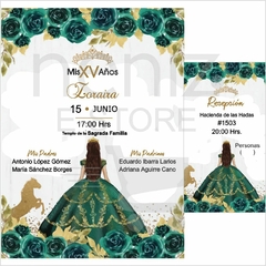 Invitaciones XV Años Verde Esmeralda - Neniz E-store
