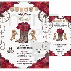 Invitaciones XV Años Vaqueras Rojas - tienda en línea
