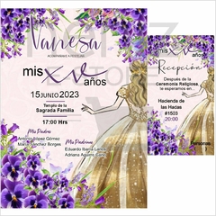 Invitaciones XV Años Morado con Dorado en internet