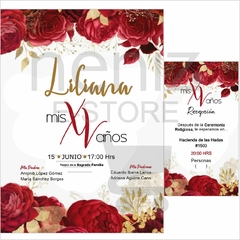 Invitaciones XV Años Rojo con Dorado