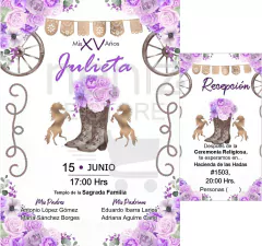 Invitaciones XV Años Vaqueras Lila en internet