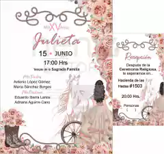 Invitaciones XV Años Vaqueras Rosa Camote - Neniz E-store