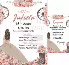 Invitaciones XV Años Vaqueras Rosa Camote - tienda en línea