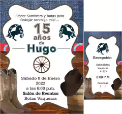Invitaciones XV Años Hombre Vaqueras en internet