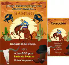 Invitaciones XV Años Hombre Vaqueras - Neniz E-store