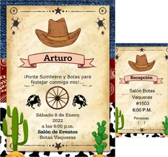Invitaciones XV Años Hombre Vaqueras - tienda en línea