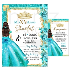 Invitaciones XV Años Azul Agua y Turquesa - tienda en línea