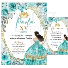 Imagen de Invitaciones XV Años Azul Agua y Turquesa