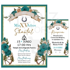 Imagen de Invitaciones XV Años Azul Agua y Turquesa