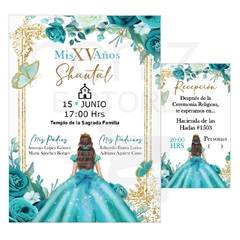 Invitaciones XV Años Azul Agua y Turquesa - comprar en línea