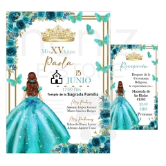 Invitaciones XV Años Azul Agua y Turquesa - comprar en línea
