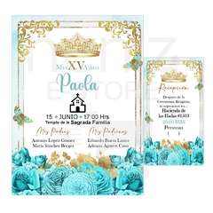 Invitaciones XV Años Azul Agua y Turquesa en internet