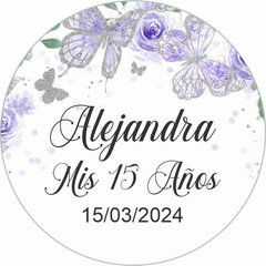 Imagen de Etiqueta circular XV años Lila/morada